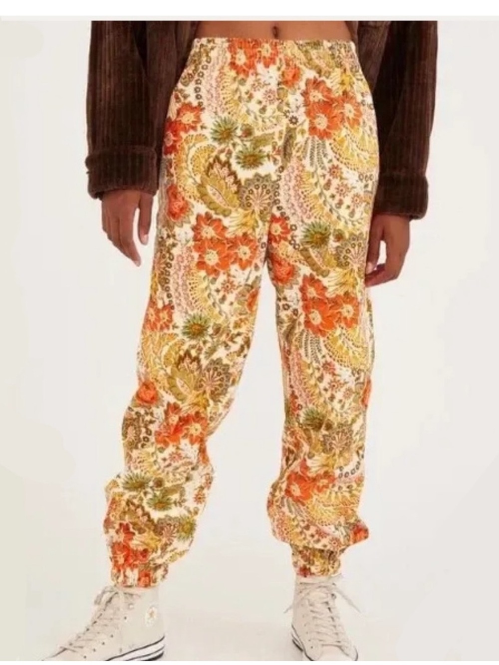 Urban outfitters multicolored Penelope floral corduroy high rise joggers